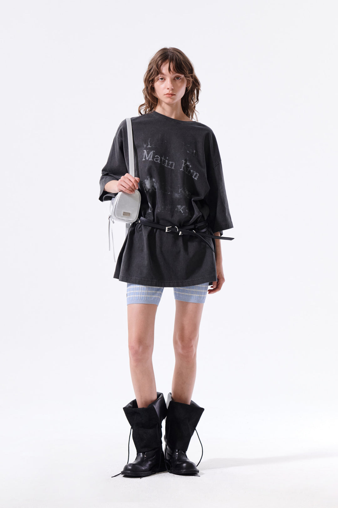 Matin Kim Stripe Knit Shorts — Light Blue