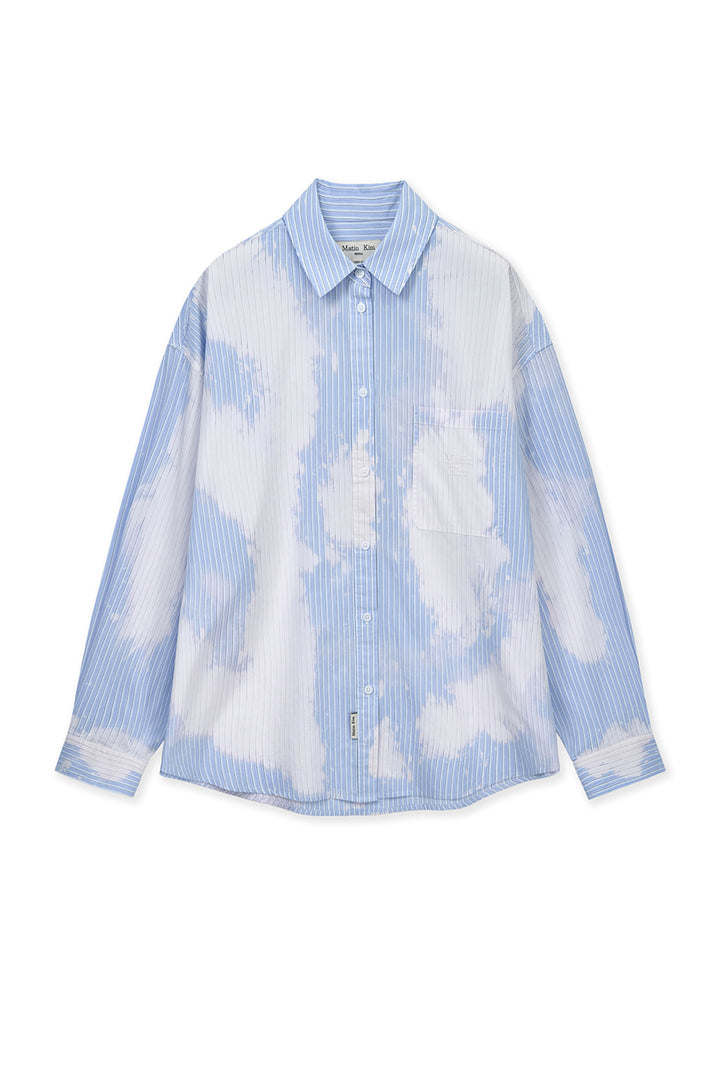 Matin Kim Embroidery Small Logo Shirt — Light Blue