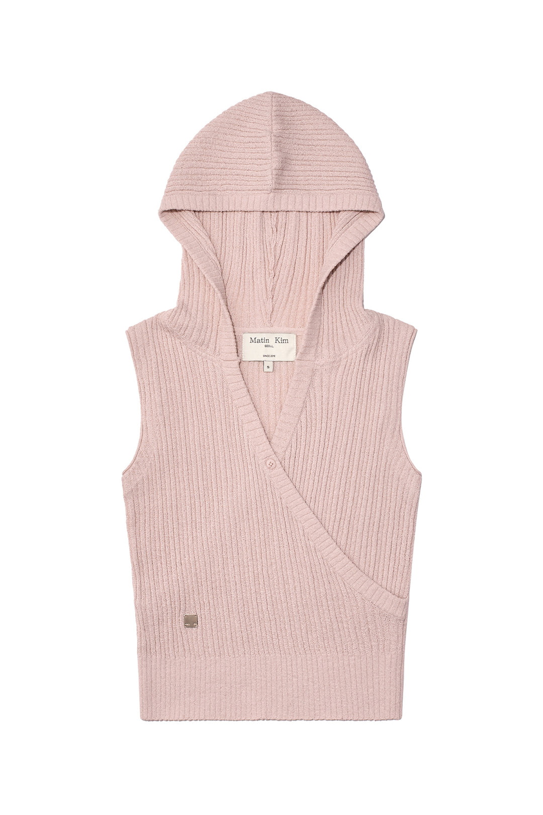 Matin Kim Wrap Sleeveless Knit Hoody in Light — Pink