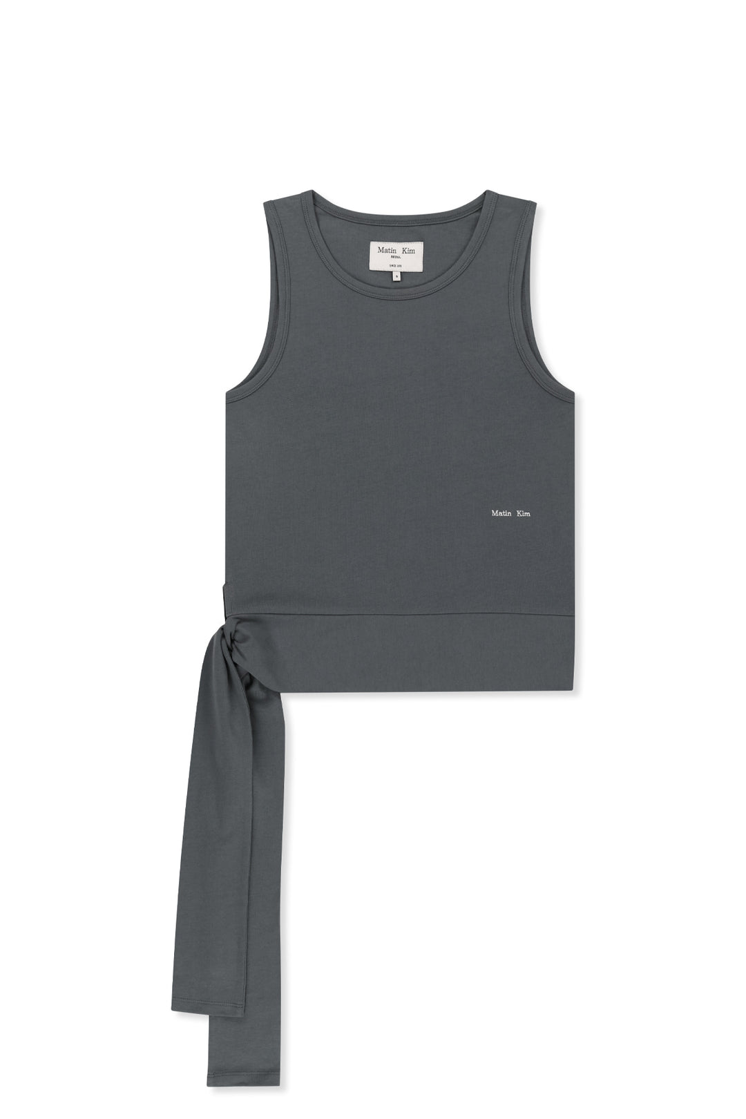 Matin Kim Hem Tie Detail Sleeveless Top — Charcoal