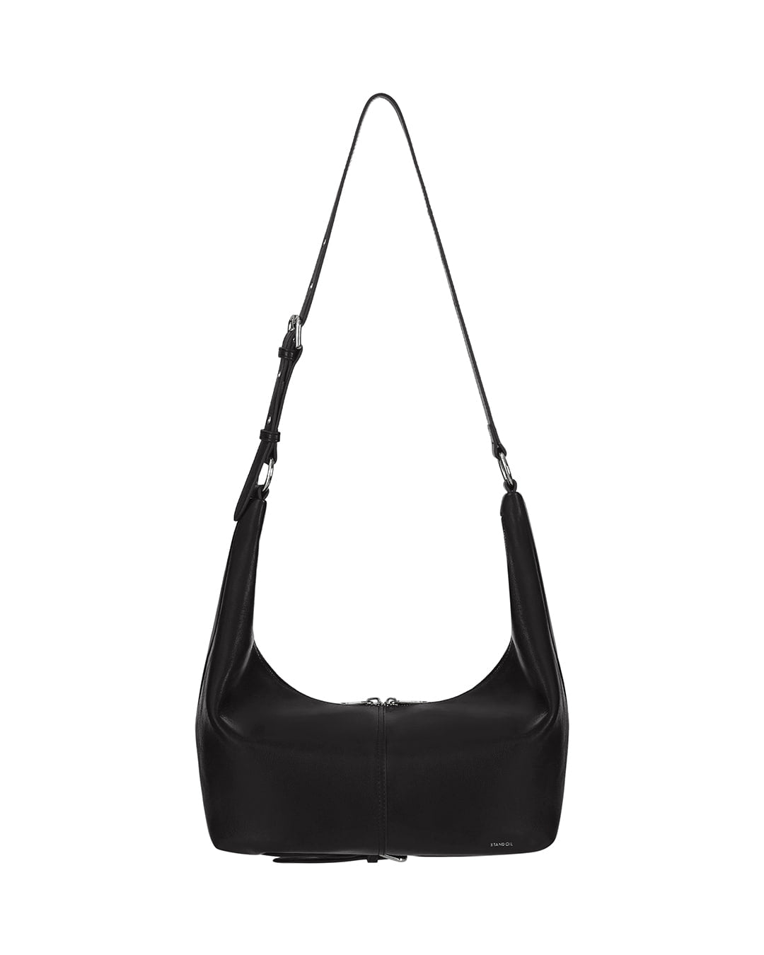 Stand Oil Tickle Bag — Glossy Half-Moon Crossbody — Black