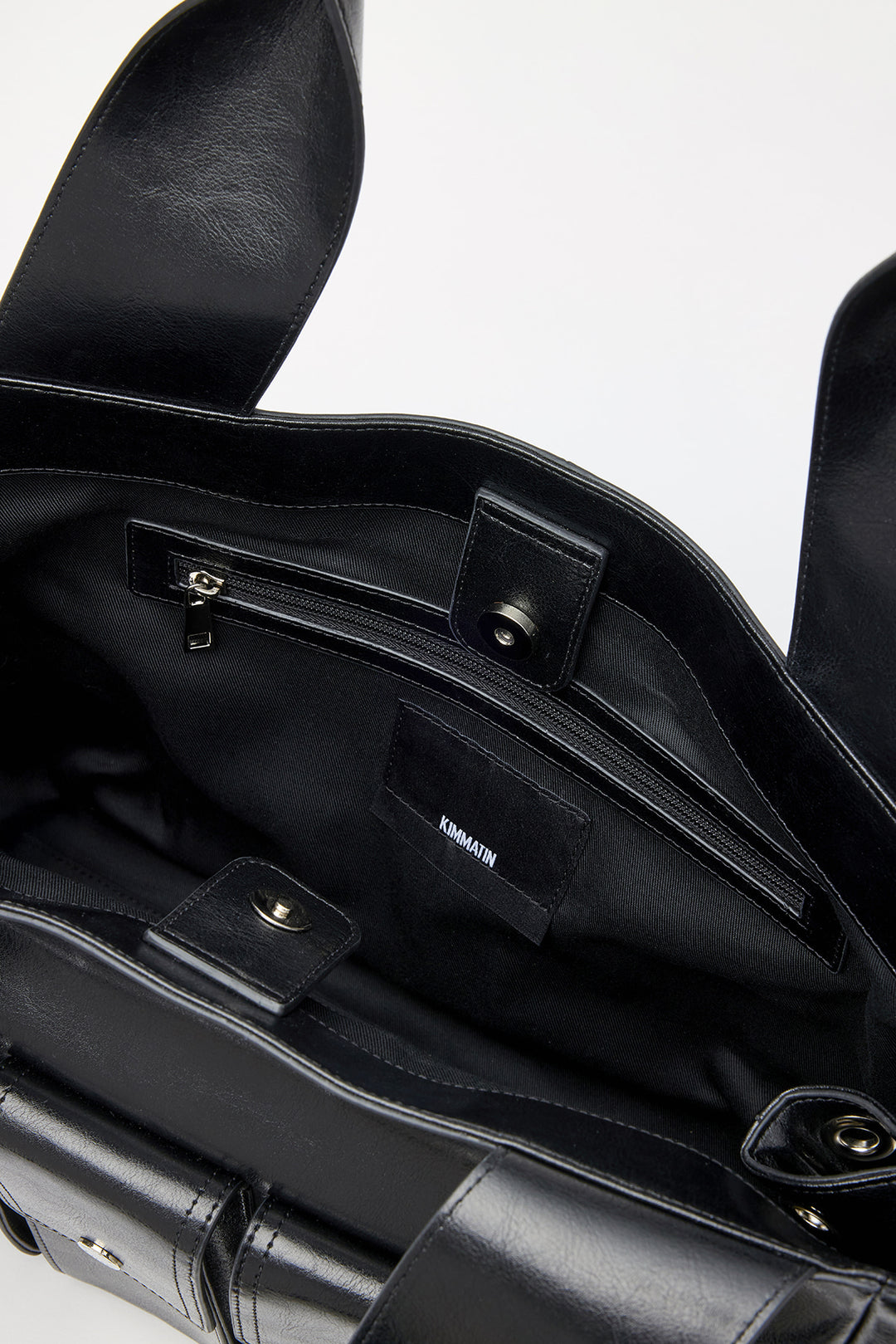 KIMMATIN Multi Pocket Leather Shopper — Black