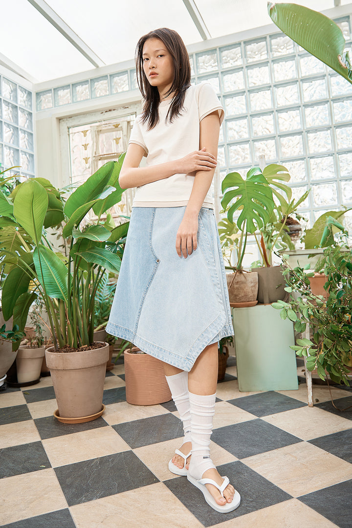 Matin Kim Color Point Layered Top — Ivory