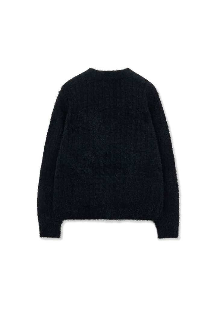 Matin Kim Hairy Cable Knit Pullover — Black