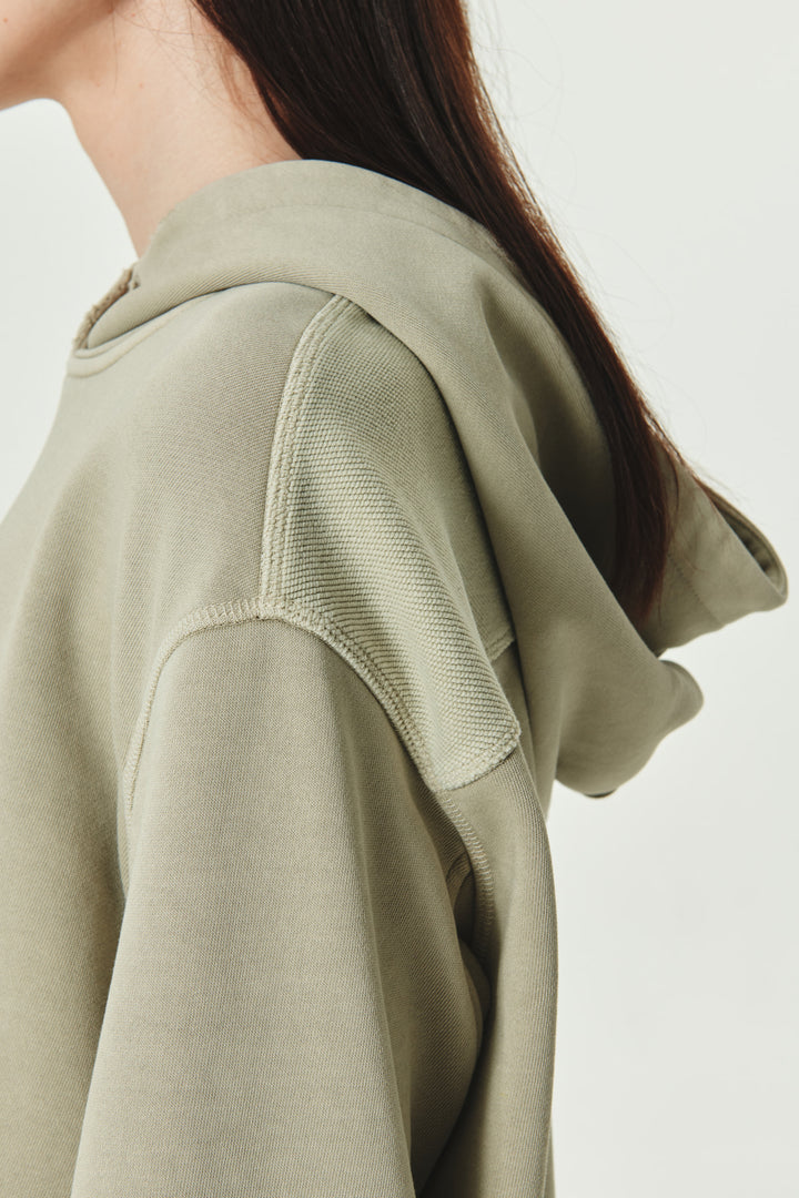 KIMMATIN Logo Point Pigment Dyed Hoodie — Khaki