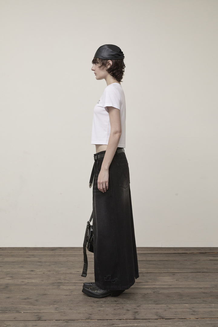 Matin Kim Stamp Logo Graphic Crop Top — White