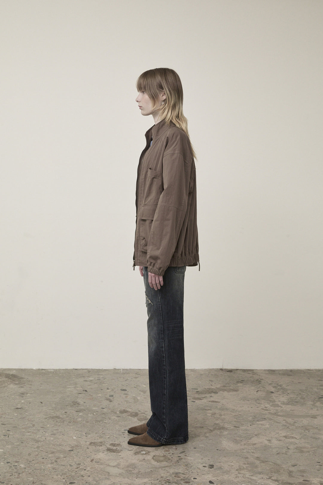 Matin Kim Utility Bomber Jumper in Khaki — Brown