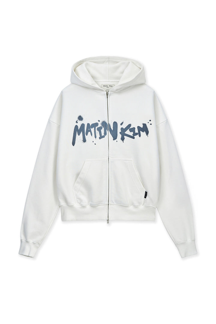 Matin Kim Graffiti Logo Zip Hoodie — White