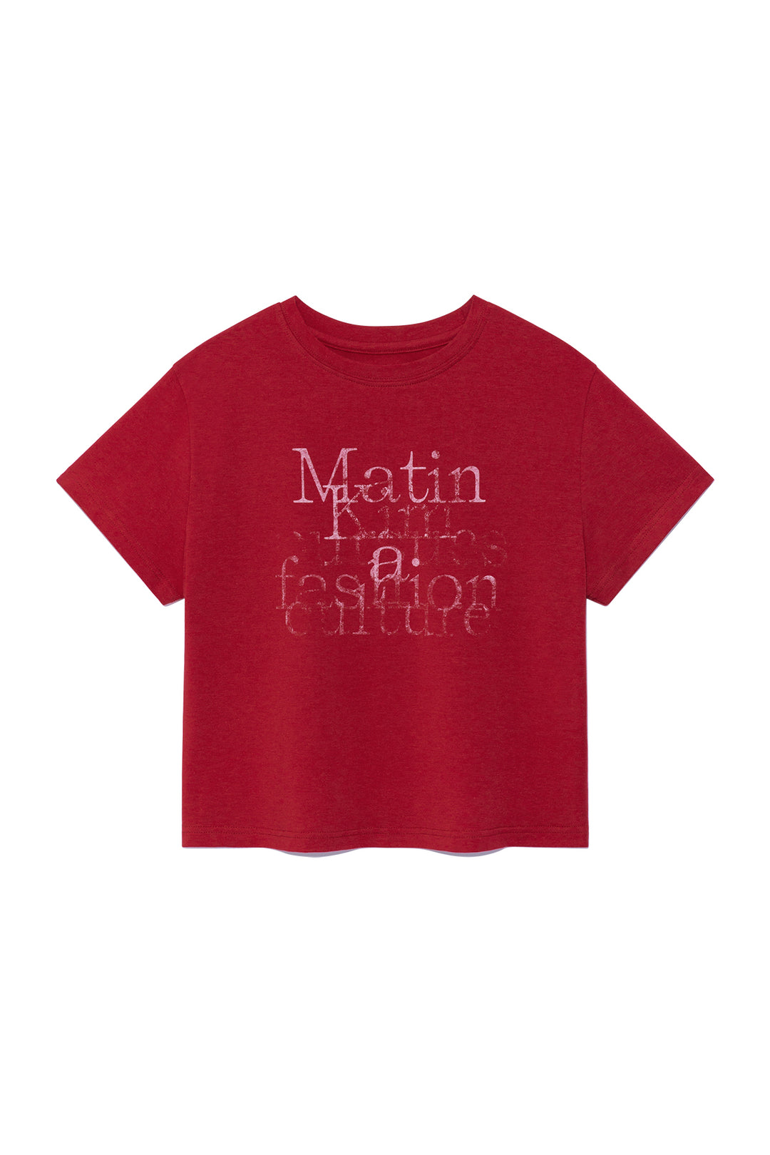 Matin Kim Dusty Typo Graphic Crop Top — Red