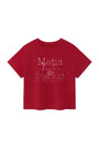 Matin Kim Dusty Typo Graphic Crop Top — Red