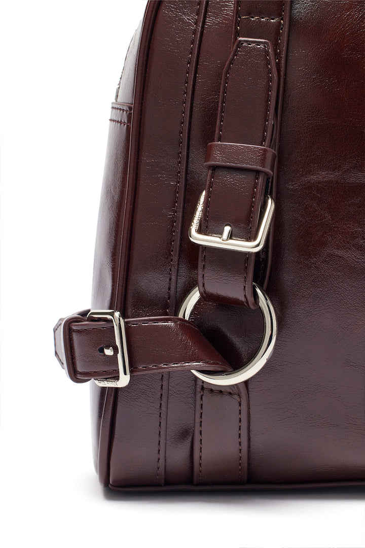 Matin Kim Biker Detail Square Shoulder Bag — Brown