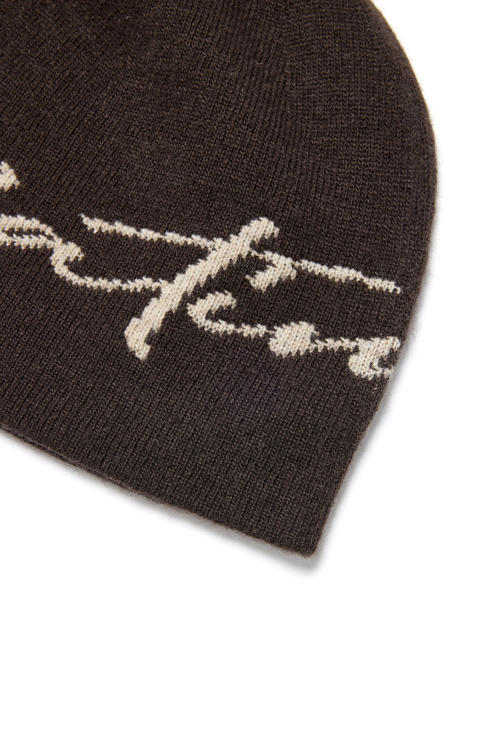 Matin Kim Logo Script Beanie — Brown