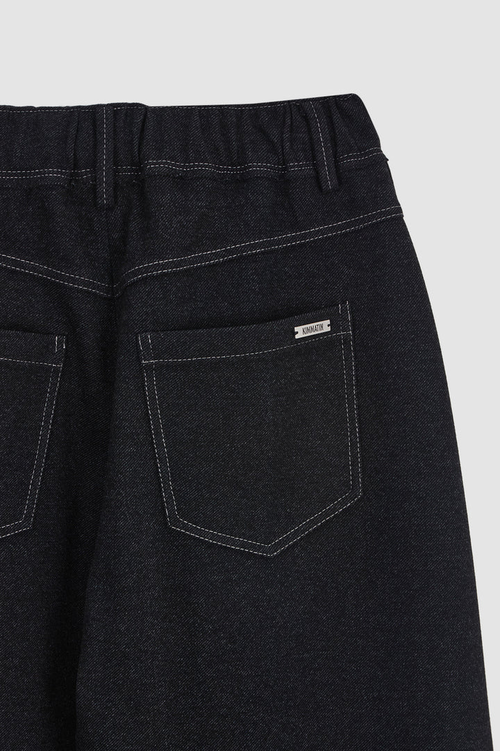 KIMMATIN Blended Wool Curved Banding Pants — Black