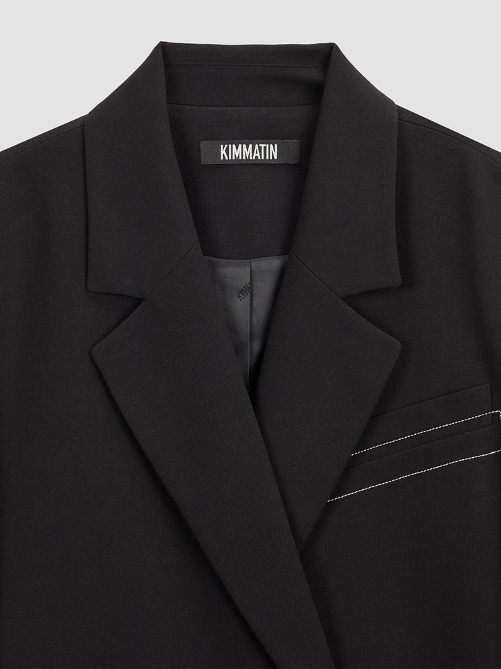 KIMMATIN Oversize Low Edge Crop Jacket — Black