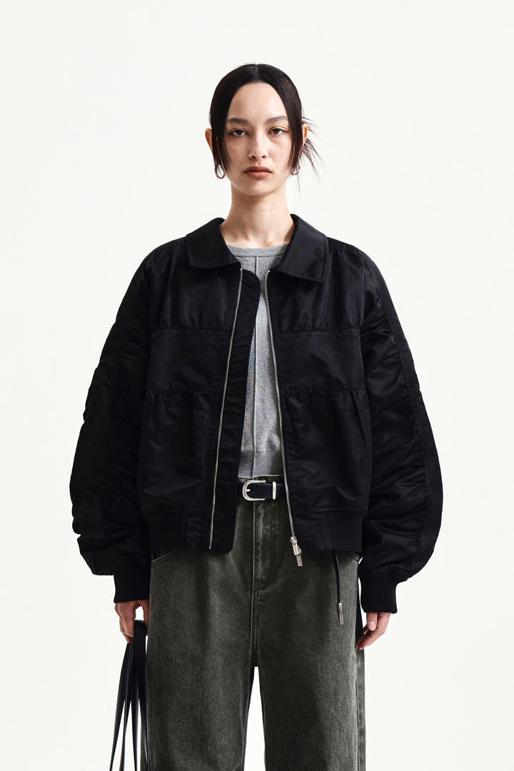 Matin Kim Small Logo Shirring Jumper — Black
