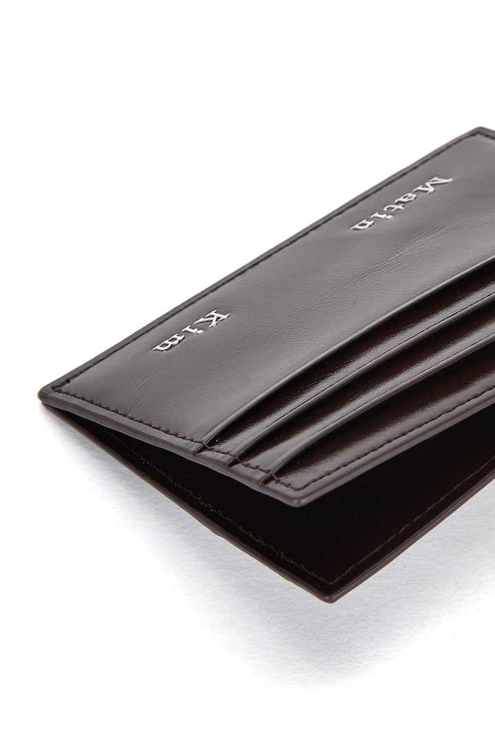 Matin Kim Steel Logo Card Wallet — Brown