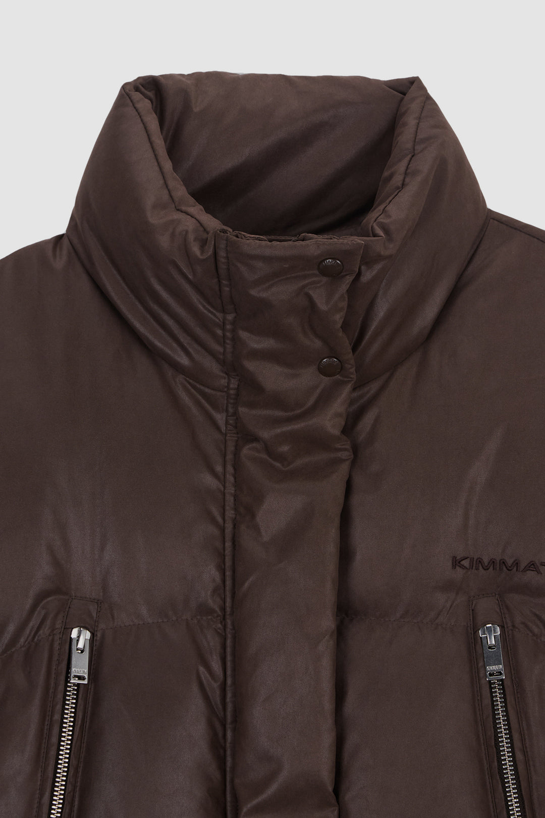 KIMMATIN Zipper Detail Goose Down Jumper — Brown