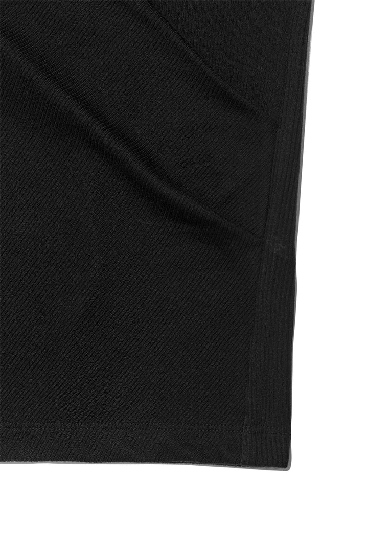 Matin Kim Unbalance Tuck Sleeveless Top — Black