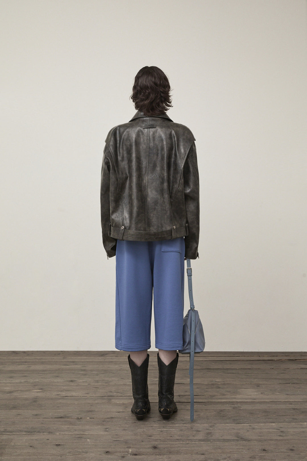 Matin Kim Faux Leather Belted Rider Jumper — Charcoal
