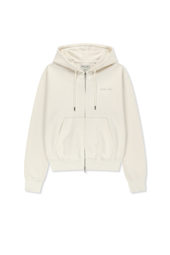 Matin Kim Back Logo Essential Zip Hoodie — Ivory