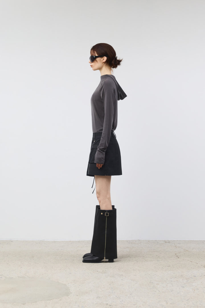 KIMMATIN Slim Hoody Jersey Top — Charcoal