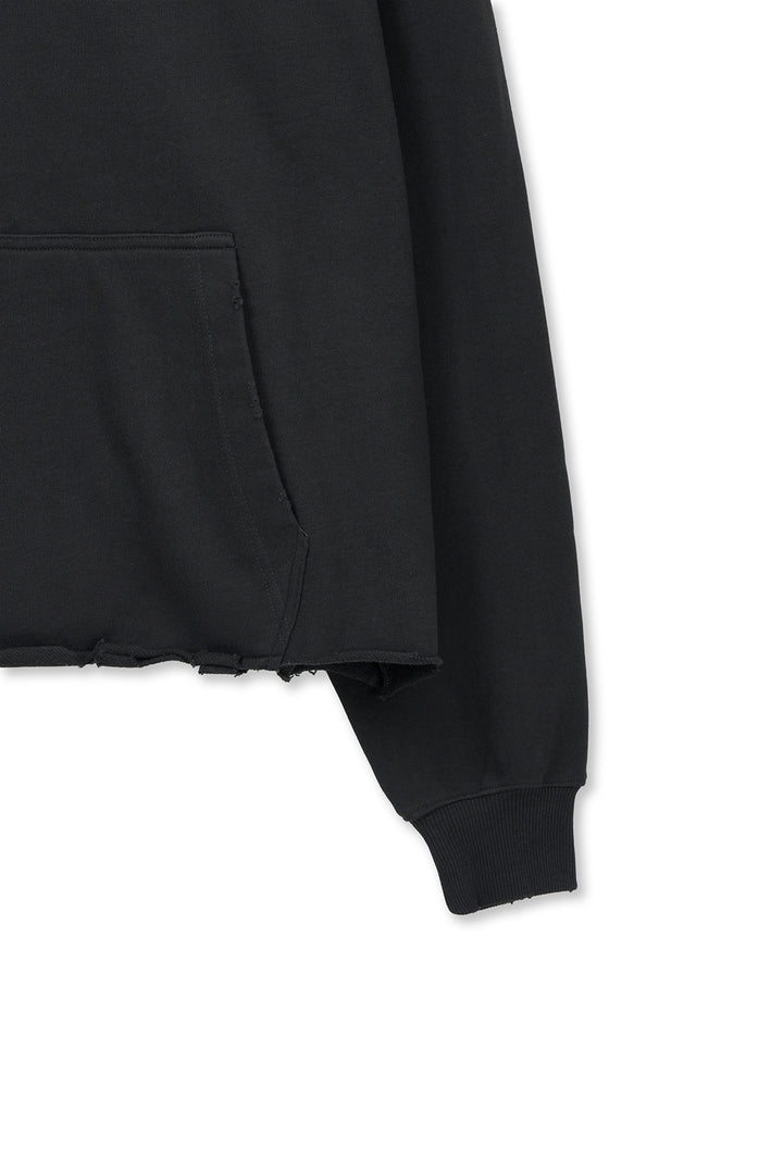 Matin Kim Raw Edge Hem Sweat Hoody — Charcoal