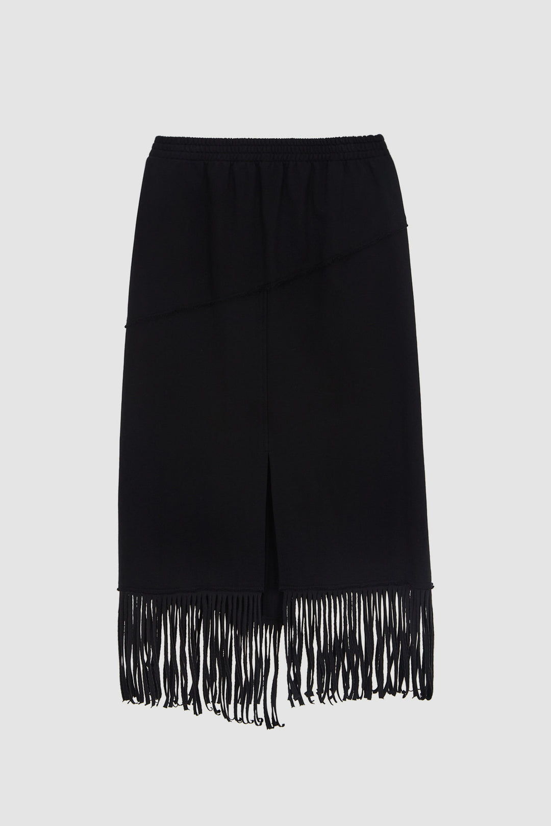 KIMMATIN Fringe Jersey Midi Skirt — Black