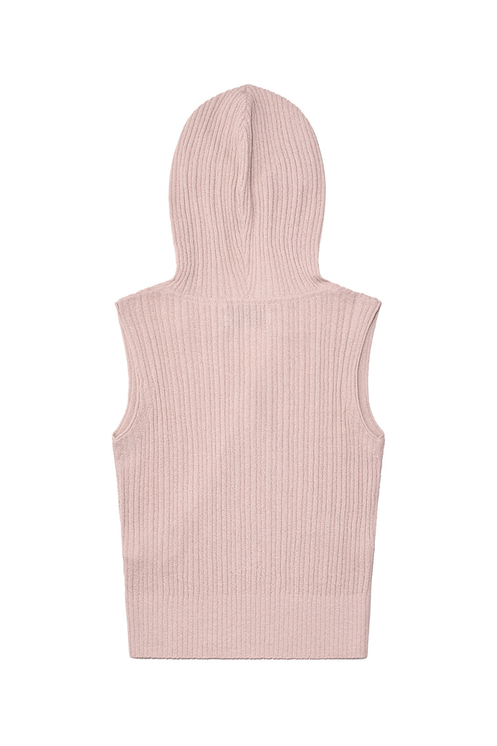 Matin Kim Wrap Sleeveless Knit Hoody in Light — Pink