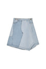 Matin Kim Denim Mixed Flare Skirt — Light Blue