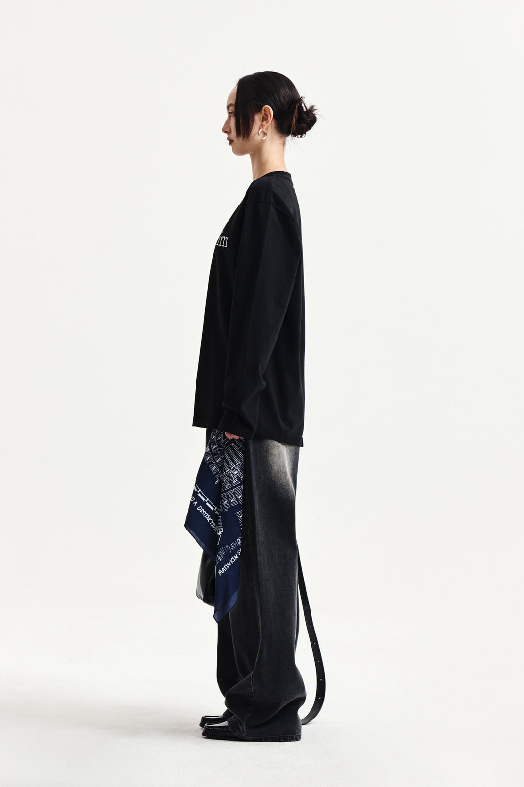 Matin Kim Vintage Dirty Washed Denim Pants — Black