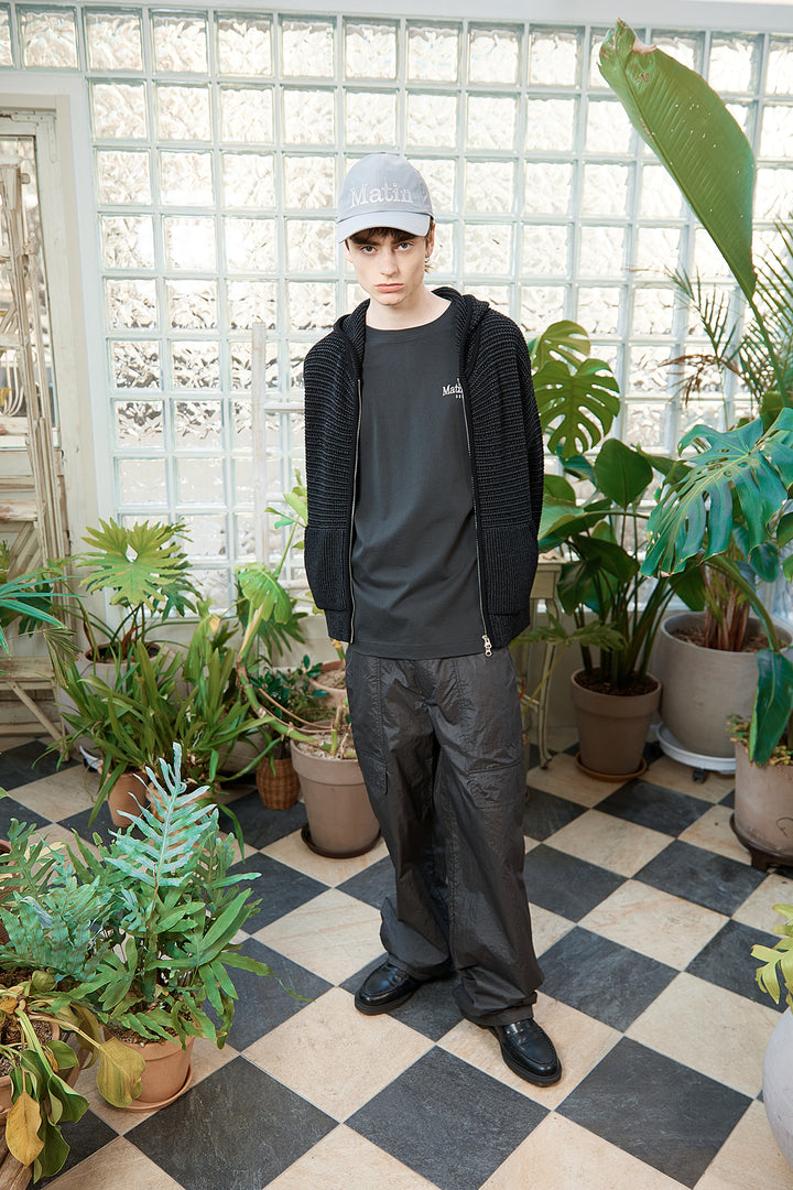 Matin Kim Two Tone Mesh Knit Hoody — Black