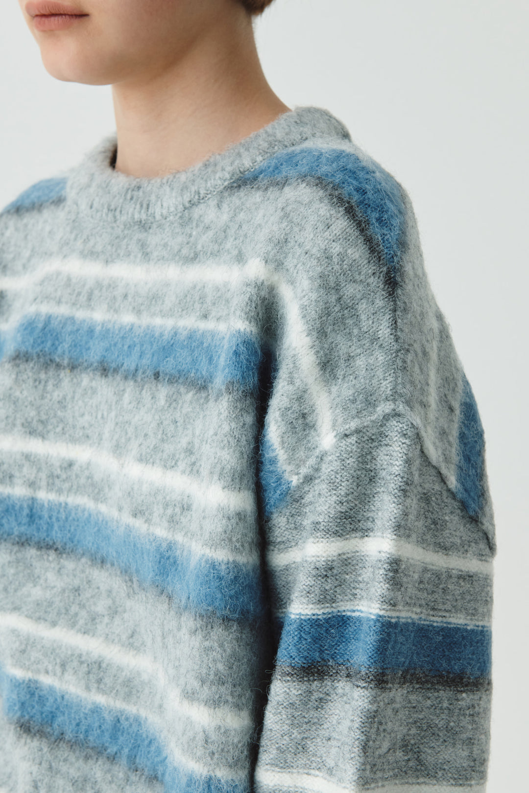 KIMMATIN Multi Stripe Mohair Knit Pullover — Gray