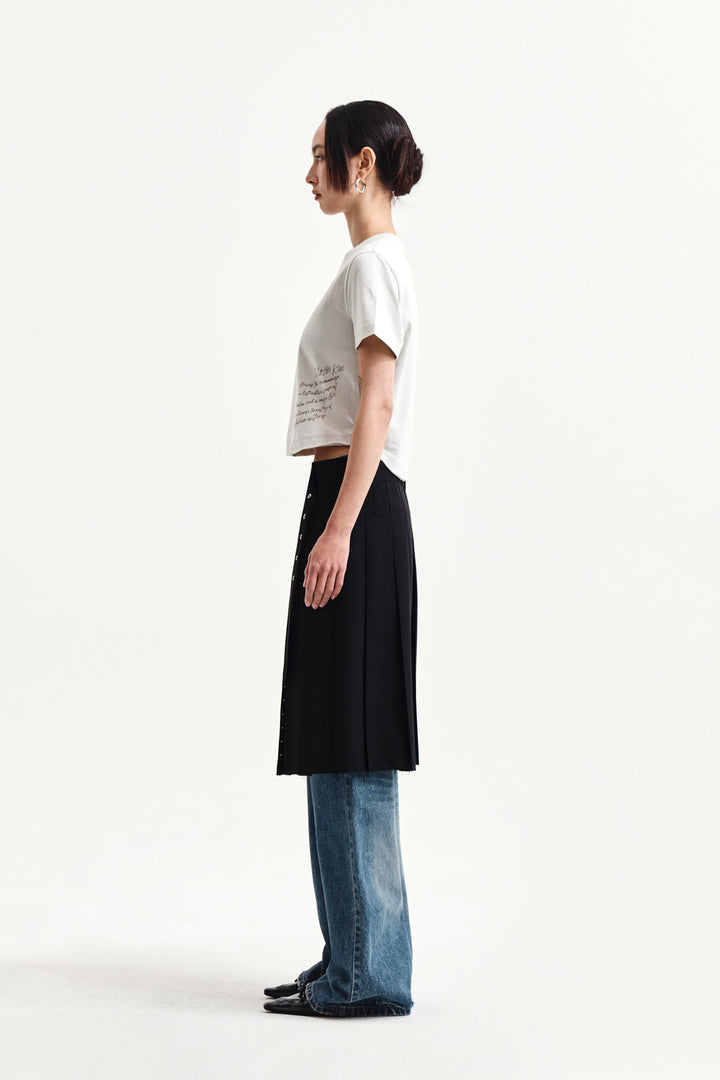 Matin Kim Graffiti Round Hem Crop Top — Cream