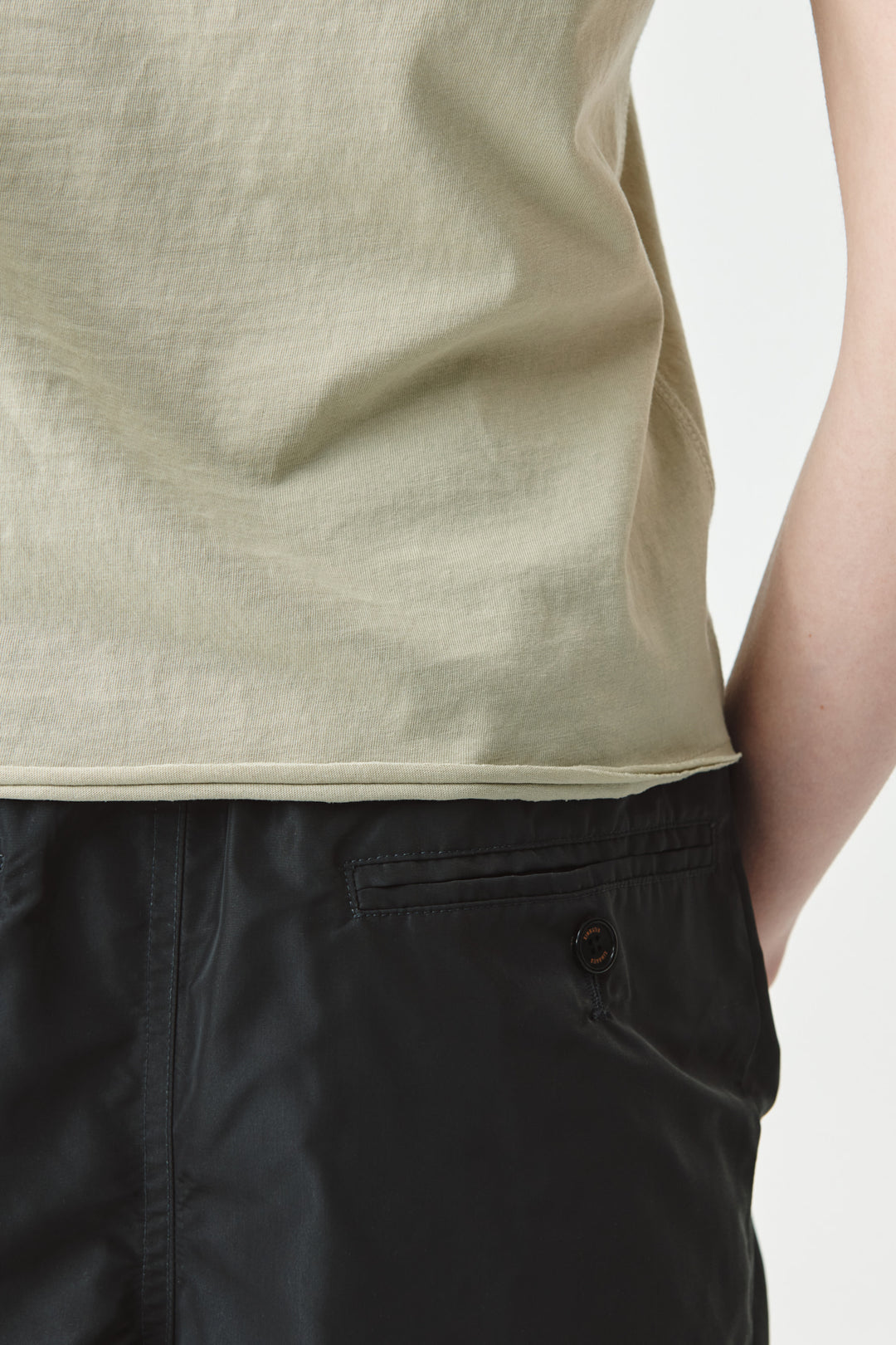 KIMMATIN Back Slit Slim Top in Light — Khaki