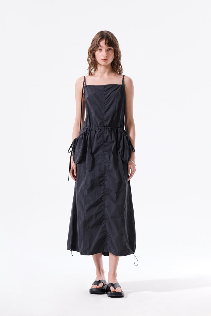 Matin Kim Strap Detail Sleeveless Utility Dress — Charcoal