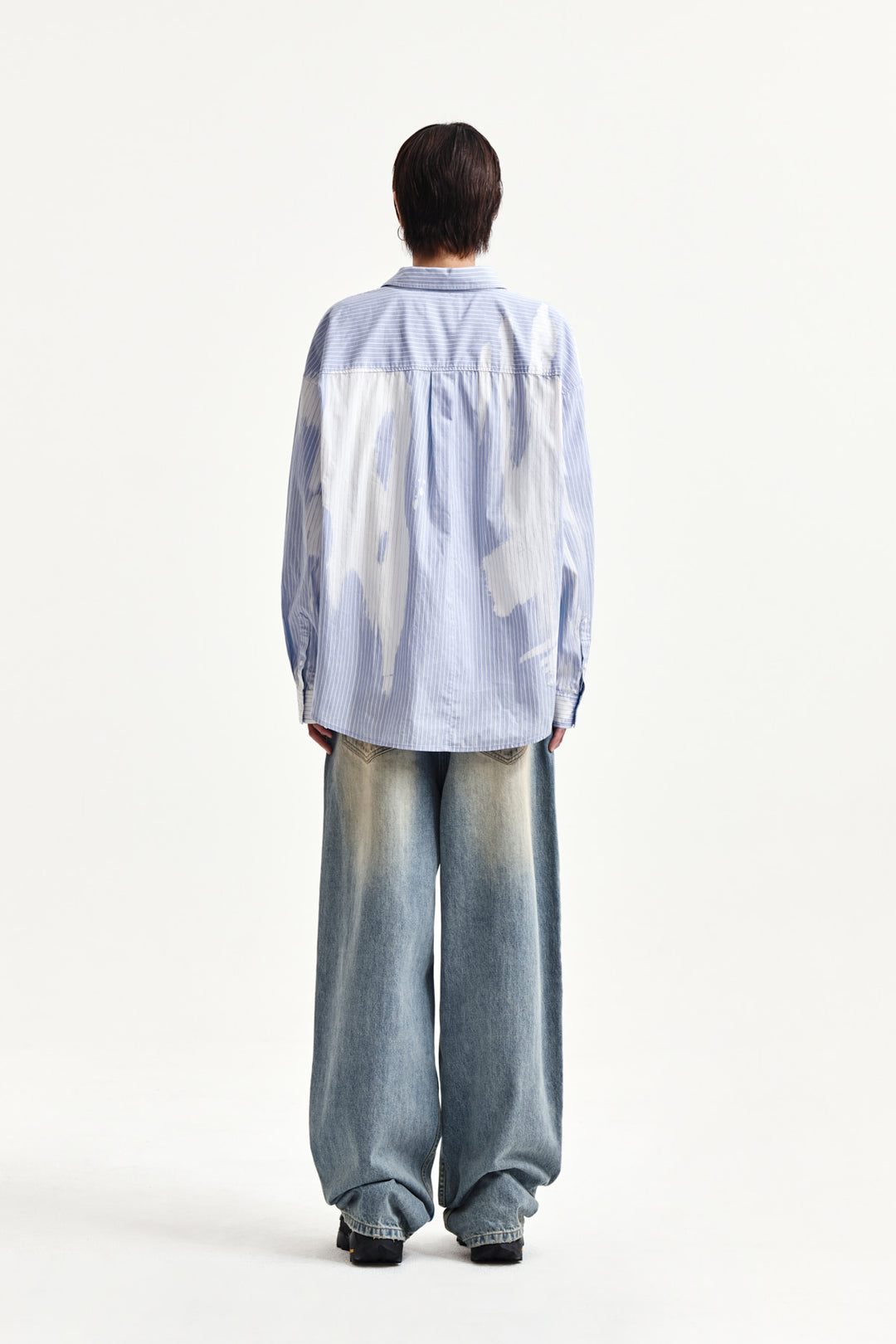 Matin Kim Embroidery Small Logo Shirt — Light Blue