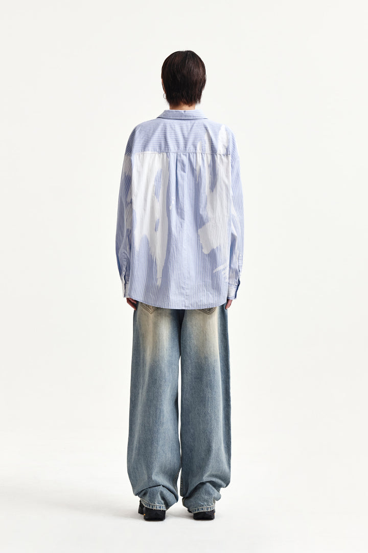 Matin Kim Embroidery Small Logo Shirt — Light Blue