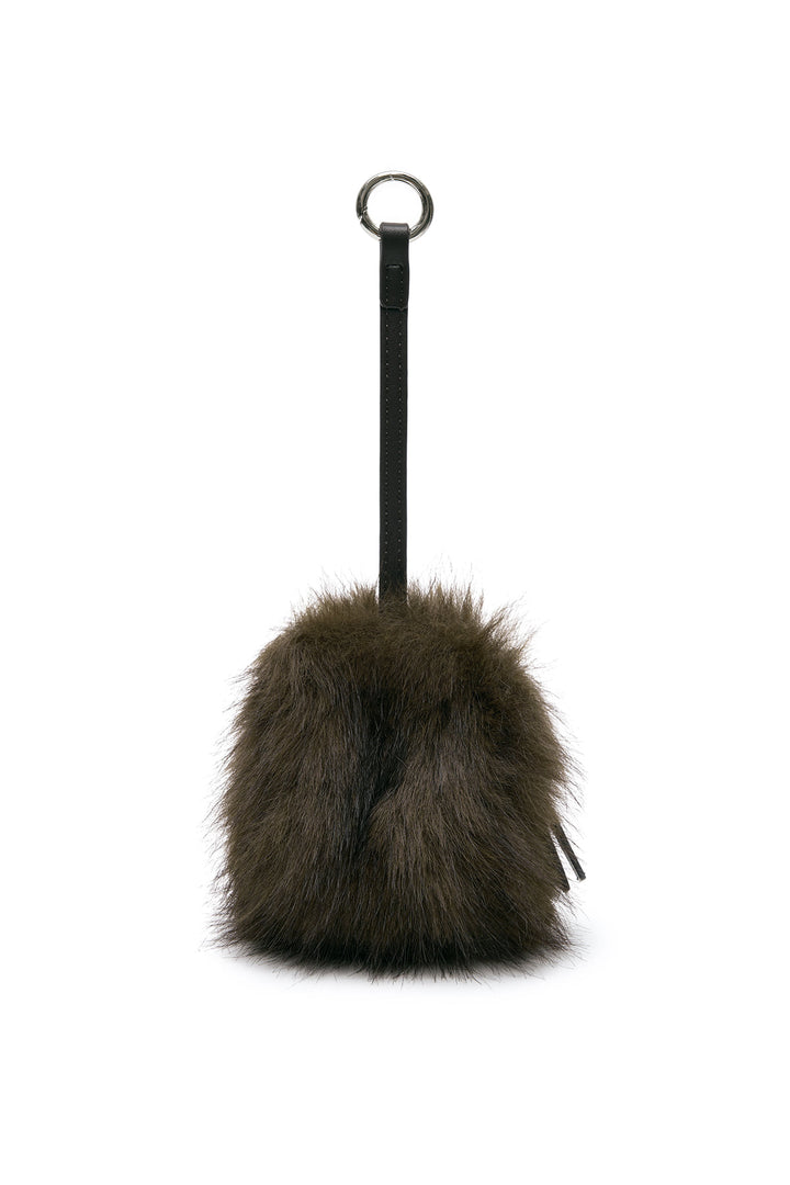Matin Kim Hairy Fur Mini Cube Pouch — Brown