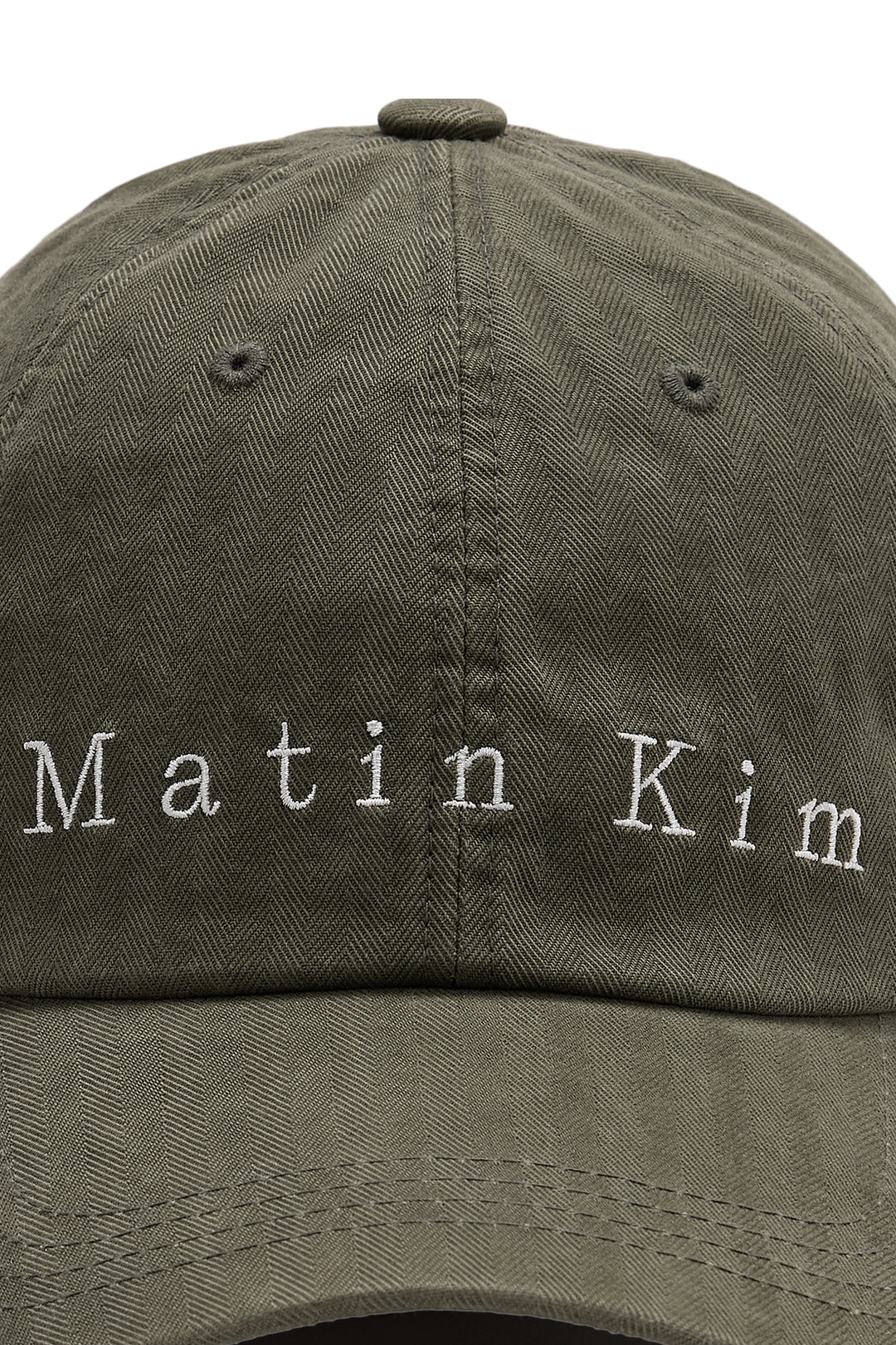 Matin Kim Herringbone Typo Ball Cap — Khaki