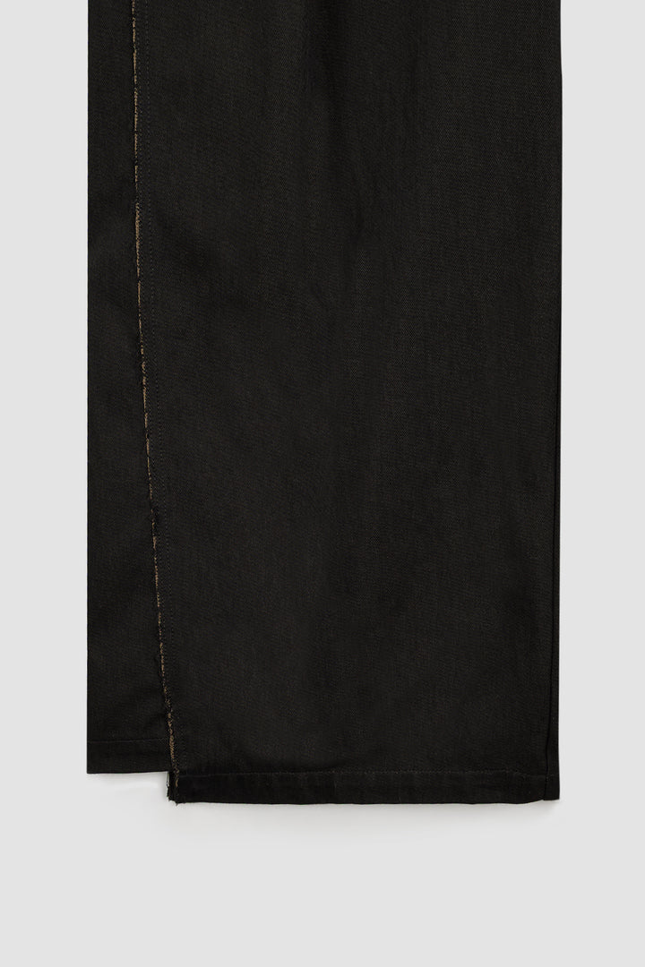 KIMMATIN Cutting Detail Wide Cotton Pants — Black