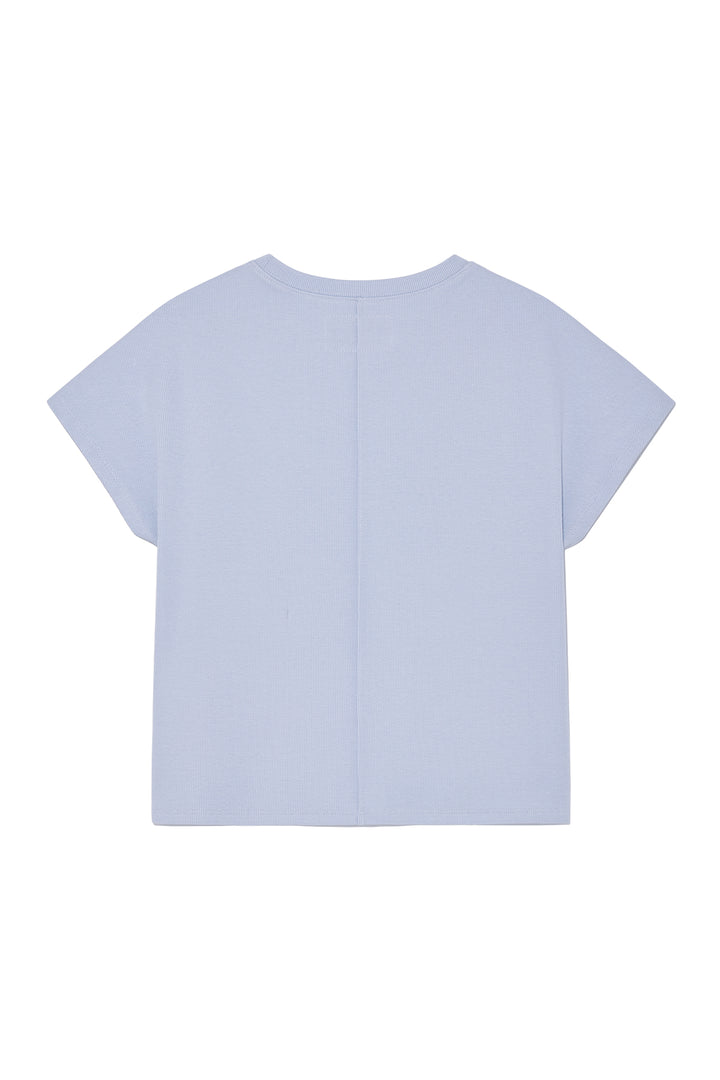 Matin Kim Pintuck Layered Slim Crop Top — Light Blue