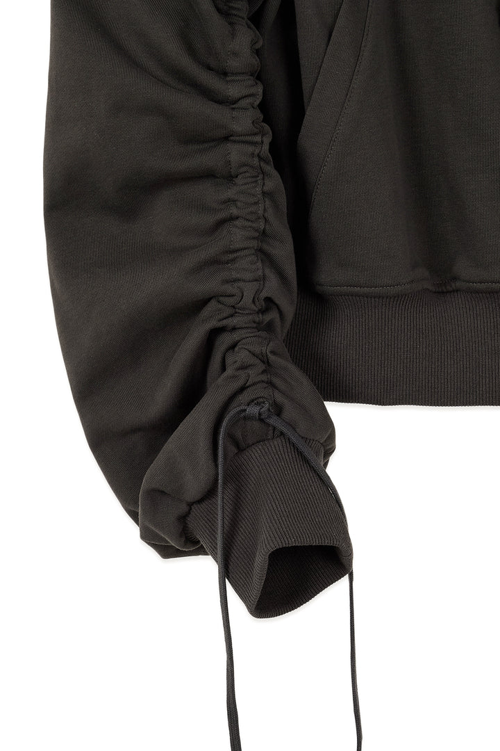 Matin Kim Sleeve String Detail Zip Hoody — Charcoal