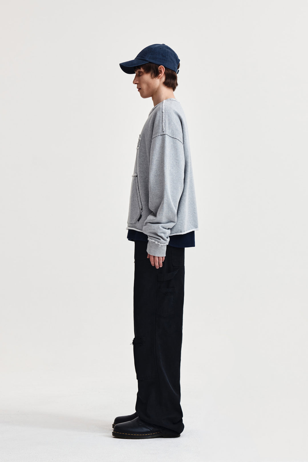 Matin Kim Raw Cut Applique Sweatshirt — Gray