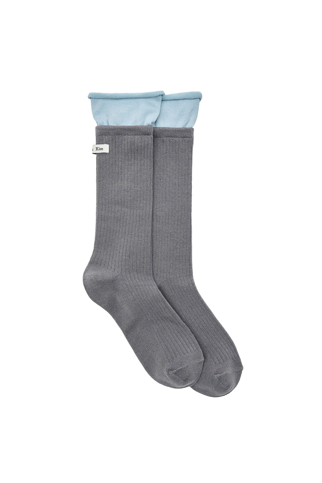 Matin Kim Two Tone Layered Socks — Charcoal