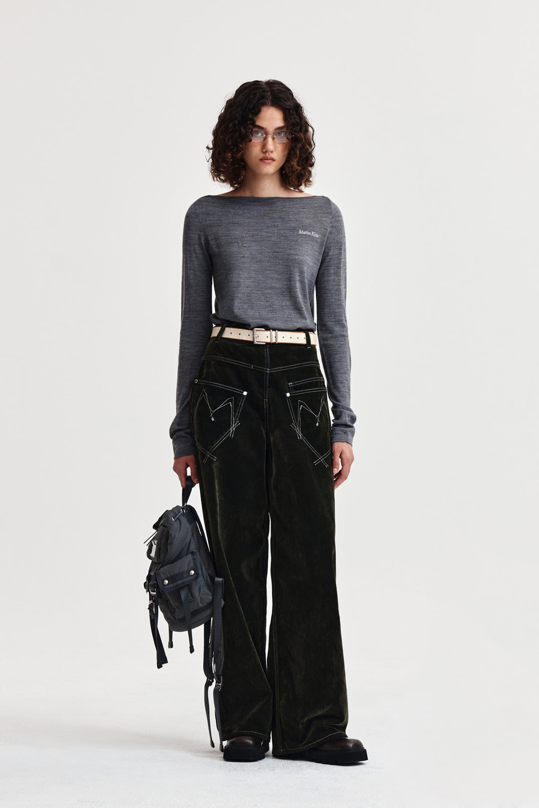 Matin Kim Essential Boat Neck Knit — Gray