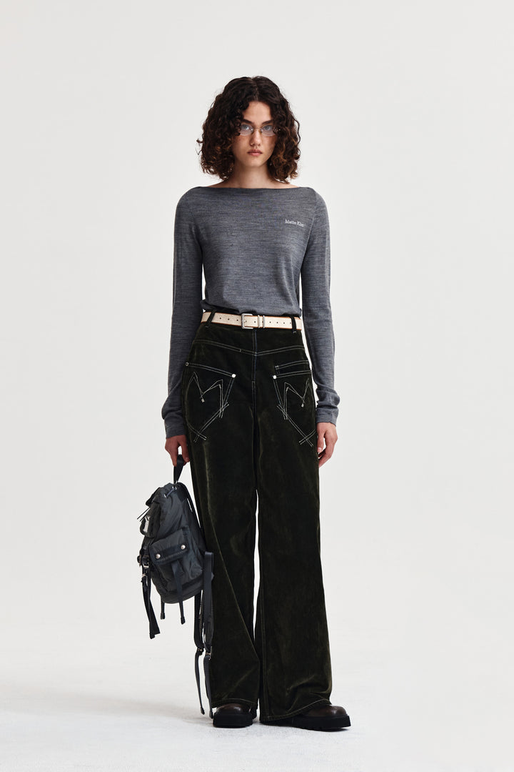 Matin Kim Essential Boat Neck Knit — Gray