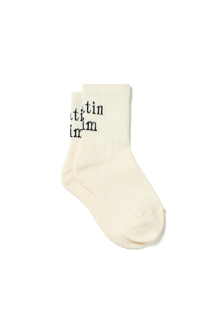 Matin Kim Big Logo Crew Socks — Ivory