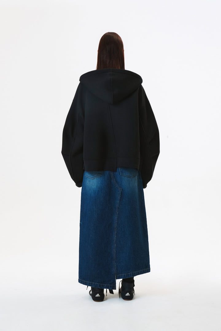 KIMMATIN Foldover Vintage Washed Denim Skirt — Blue