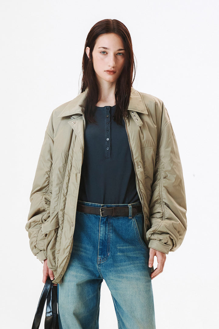 KIMMATIN Padded Nylon Work Jumper in Light — Khaki