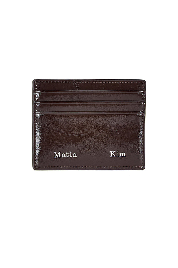 Matin Kim Steel Logo Card Wallet — Brown